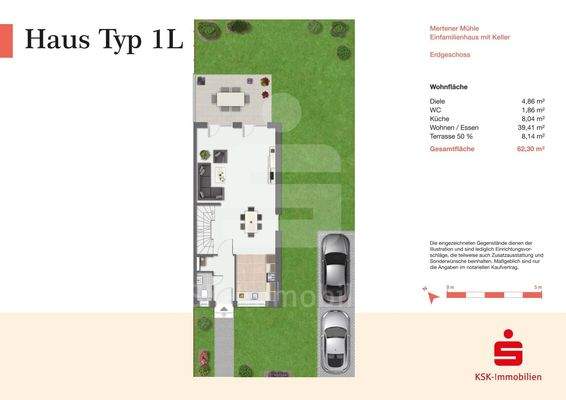 Grundriss Haus Typ 1L Erdgeschoss