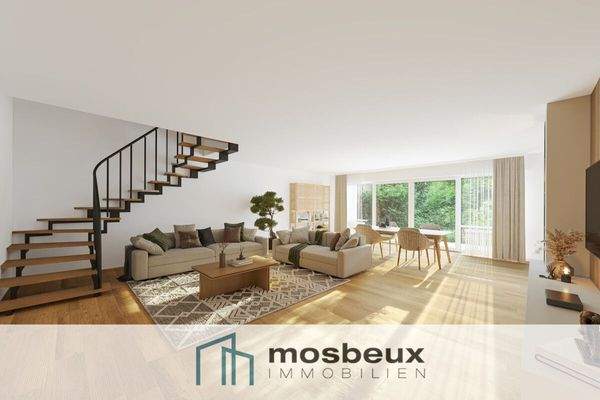 Ess- und Wohnbereich inkl. Terrasse (Visualisierung)