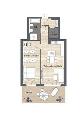 Grundriss EG WE02 Mitte