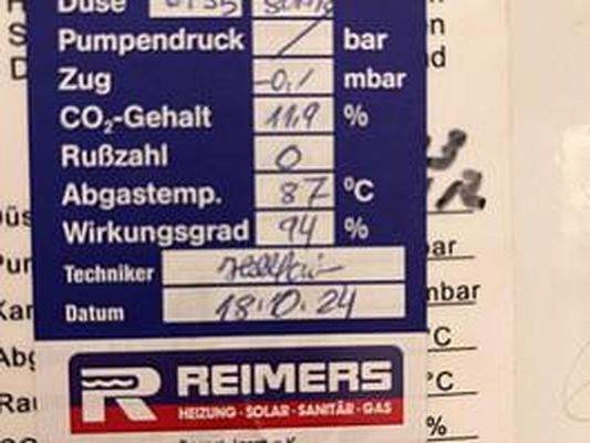 Wartungsbeleg der Heizung