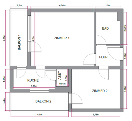 Grundriss mit Maßangaben