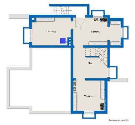 Kellergeschoss mit Mustermöblierung