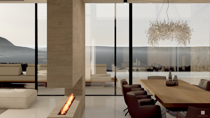 Essbereich mit Kamin