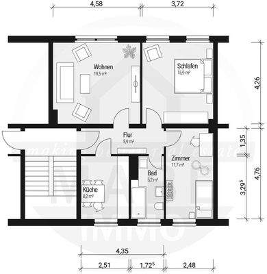 Grundriss ohne Gewähr und noch ohne Gartenaustritt