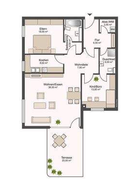 großzügiger Wohnungsgrundriss