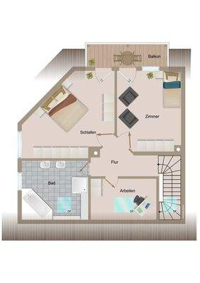 Dachgeschoss linke Haushälfte