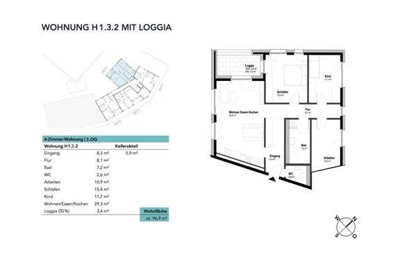Wohnung H1.3.2 mit Loggia