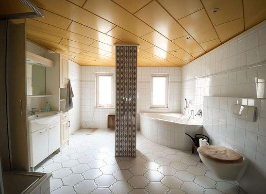 Tageslichtbad mit Wanne und Dusche