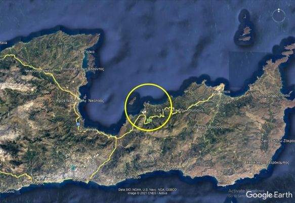 Kreta, Mochlos: Baugrundstück mit kleinem Steinhaus zu verkaufen