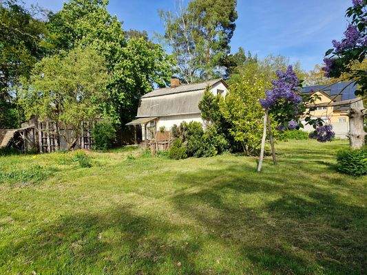 Grundstück_01_Blick aus dem Garten Richtung Haus