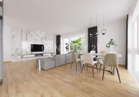 Wohn-, Ess- und Küchenbereich (visualisiert)