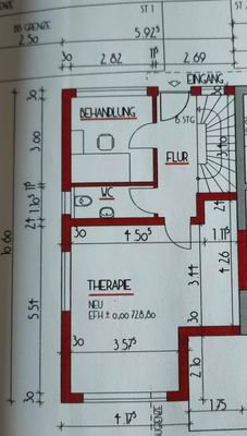 Grundriss der 2 Räume und Gäste WC