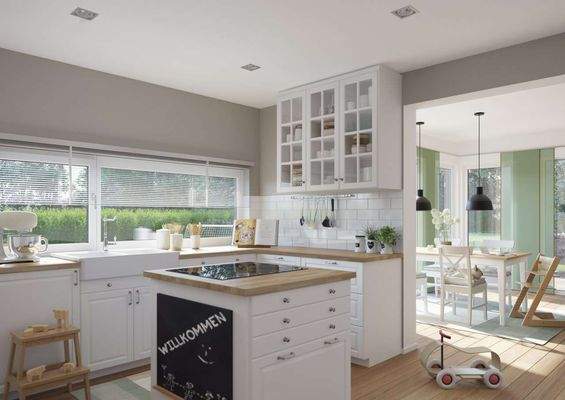 Lichtdurchflutete Landhausküche