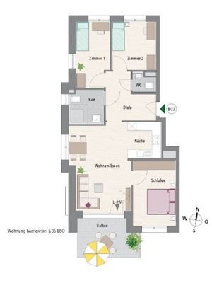 Grundriss 4-Zimmer Wohnung B03