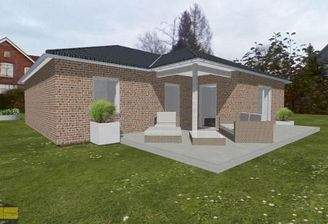 Haus auf Grundstück (Fotomontage)