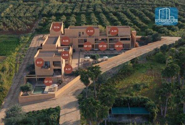 Kreta, Maleme: Neubau - Apartment in Komplex mit erdiger Ästhetik zu verkaufen