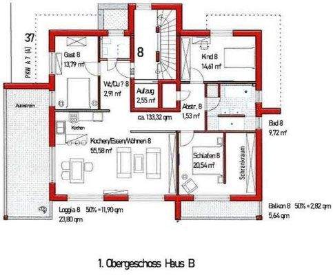 TOP 4 ZKB-Eigentumswohnung im 1. OG (ETW Nr. 8)