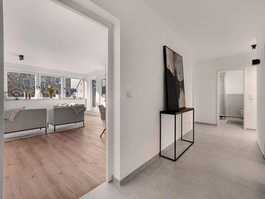 Flur mit Blick ins Wohnzimmer