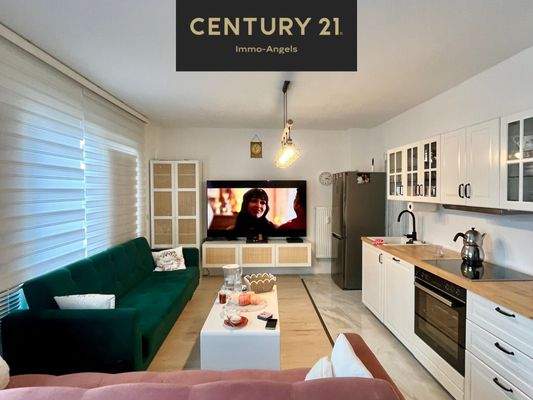 Gemütliches Wohnzimmer mit Küchenbereich
