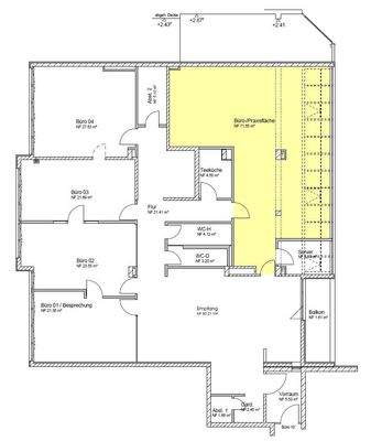 Grundriss Bürofläche (gelb)