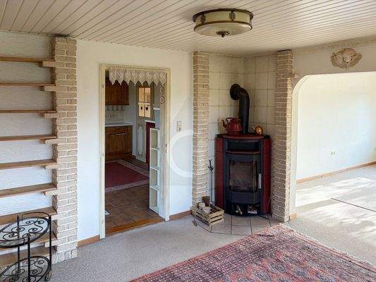 Wohnzimmer mit Kaminofen