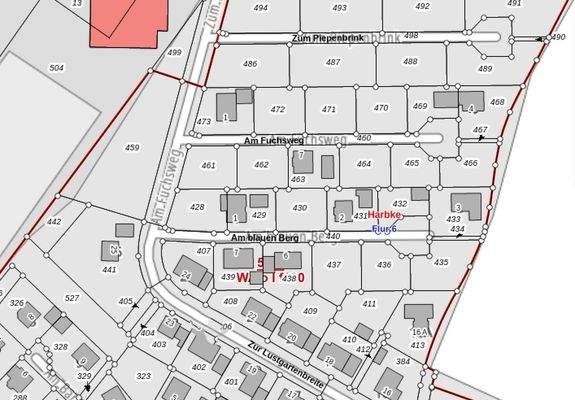 Übersicht der Flurstücke in der Lustgartenbreite