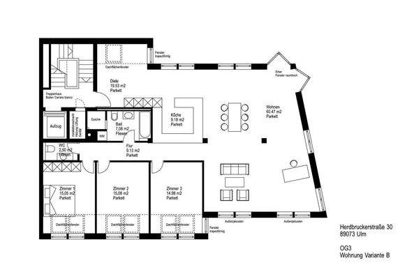 Grundriss Wohnungsentwurf