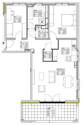 Beispiel-Grundriss: 3-Zimmer-Wohnung