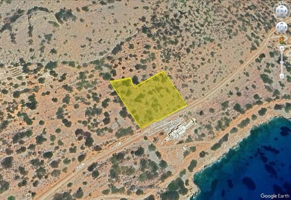 Kreta, Plaka Elounda: Grundstück mit Bauvorabgenehmigung und atemberaubendem Meerb