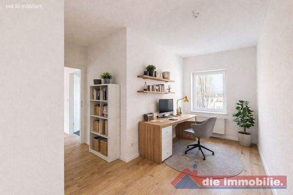 Arbeitszimmer mit KI möbliert