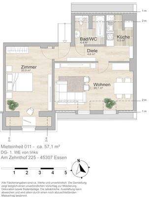 Grundriss farbig / möbliert