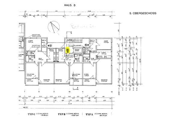 Bemaßter Grundriss Whg 16