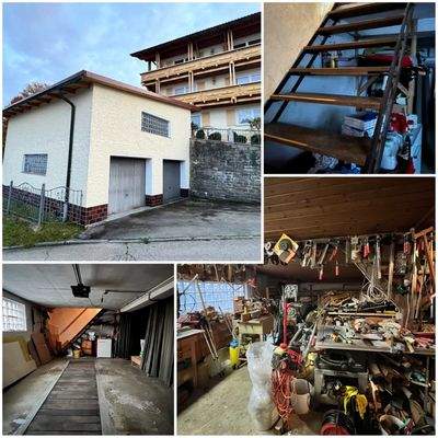 Garage mit Werkstatt im OG