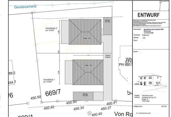 Beispiel Nutzung als Bauland - Entwurf Neubprojekt