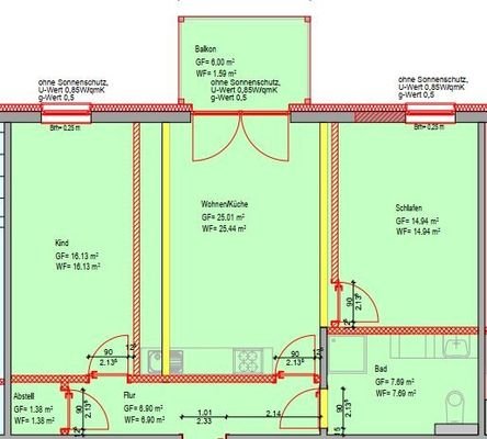 Grundriss, 74,03m²