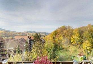 Blick aus dem Wohnzimmer über Straßburg auf die Vogesen