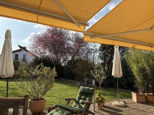 Blick auf Terrasse/Garten