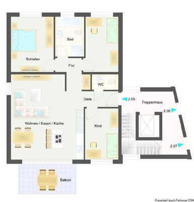 Grundriss Wohnung 2.05 Obergeschoss