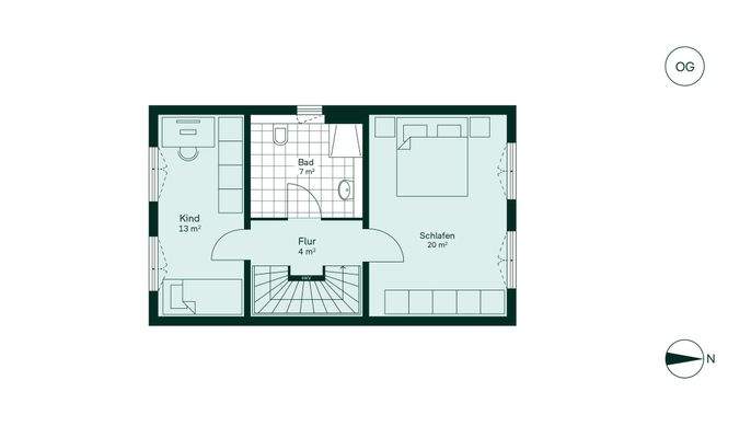 Komfortabler Grundriss im Obergeschoss