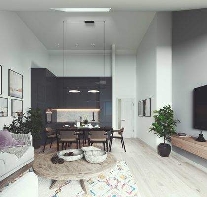 Wohnbeispiel W14 vom Balkon aus