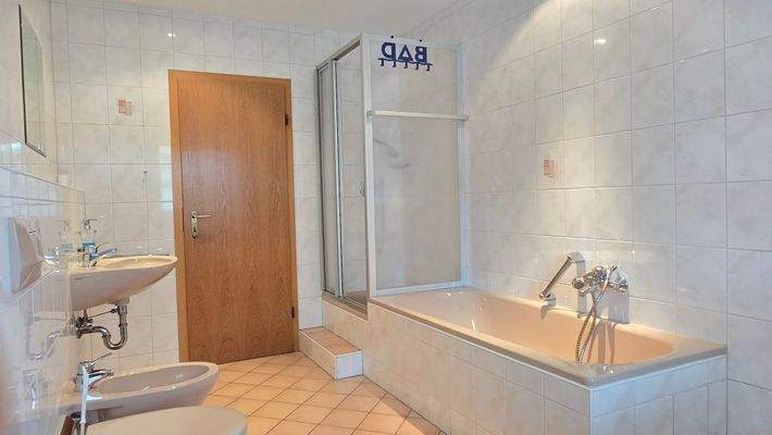 Tageslichtbad mit Wanne, Dusche, WC und Bidet