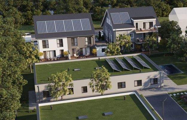 Vogelperspektive Doppelhaushälften