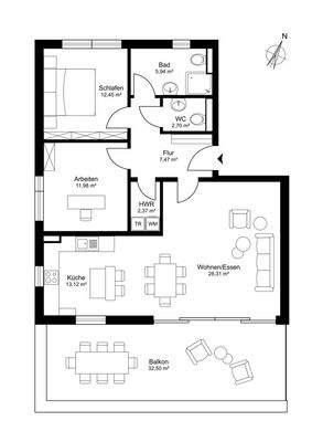 Penthouse Nr. 6 im Staffelgeschoss