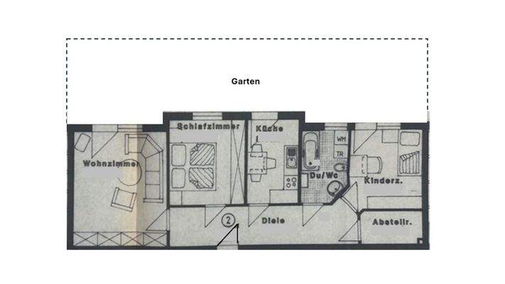 Grundriss und Gartenanteil