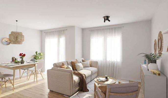 Lichtdurchfluteter Wohnbereich dank bodentiefer Fenster