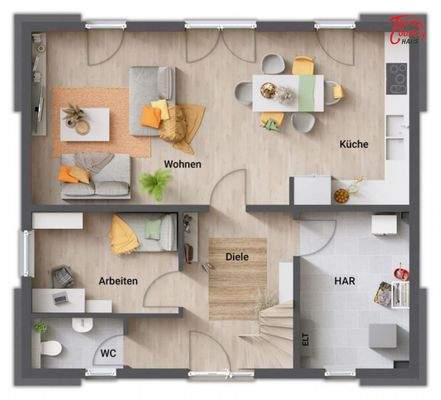 Grundriss EG offene Küche + großer HAR