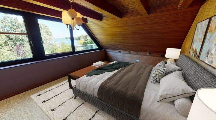 Einrichtungsbeispiel Schlafzimmer mit Seeblick
