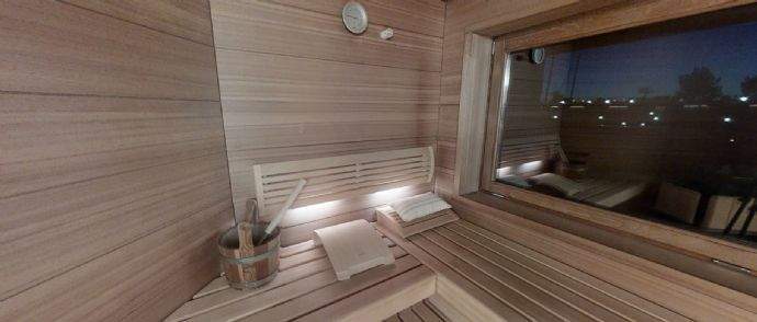 Sauna mit Ausblick Garten/ Terrasse/ Meer/ Marina