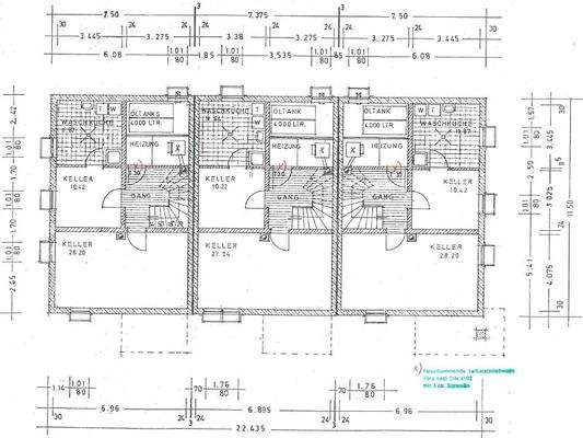 Grundriss Kellergeschoß, Mittelhaus