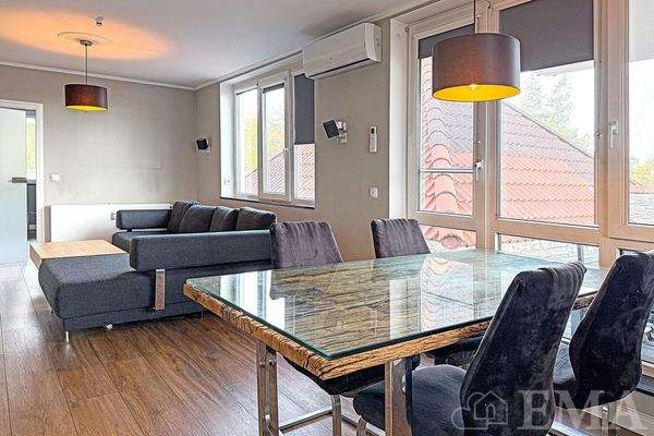 Ess- und Wohnbereich mit Zugang zur Dachterrasse